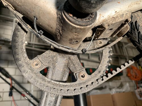 Tie wrapping the electric wire to the sturdier shifter cable
