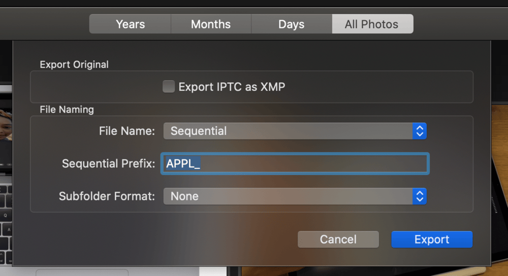 I used sequential filenames with a manually set prefix