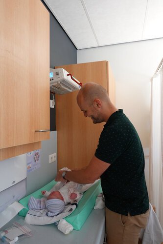 Luckily my experience from our first child came in handy! Like knowing how to ride a bike, you'll never forget how to change diapers!