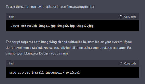 AI's instructions how to use the generated code - most real programmers can learn from its clarity in communication