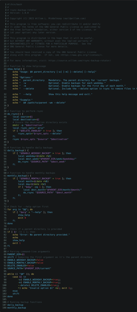 The 'rsync-backup-rotator' tool v1.0 available as free software under the GPLv3 license