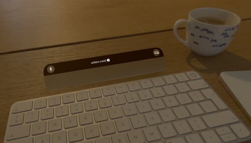 Bluetooth keyboard and trackpad connected to Vision Pro