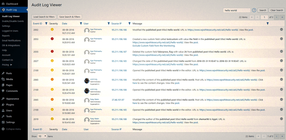 Usa WP Security Audit Log para vigilar lo que sucede con tu sitio web de WordPress (wpsecurityauditlog.com)