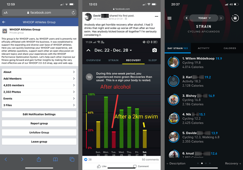 Conectar con otros usuarios de WHOOP a través de Facebook y Teams