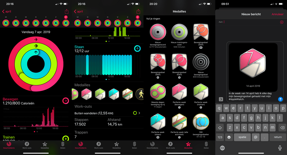 La app Actividad de Apple muestra datos medidos por el Apple Watch
