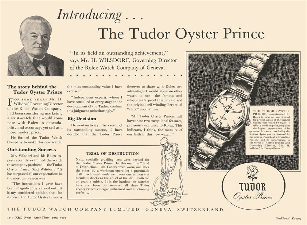 Anuncio del Tudor Oyster Prince (1952)