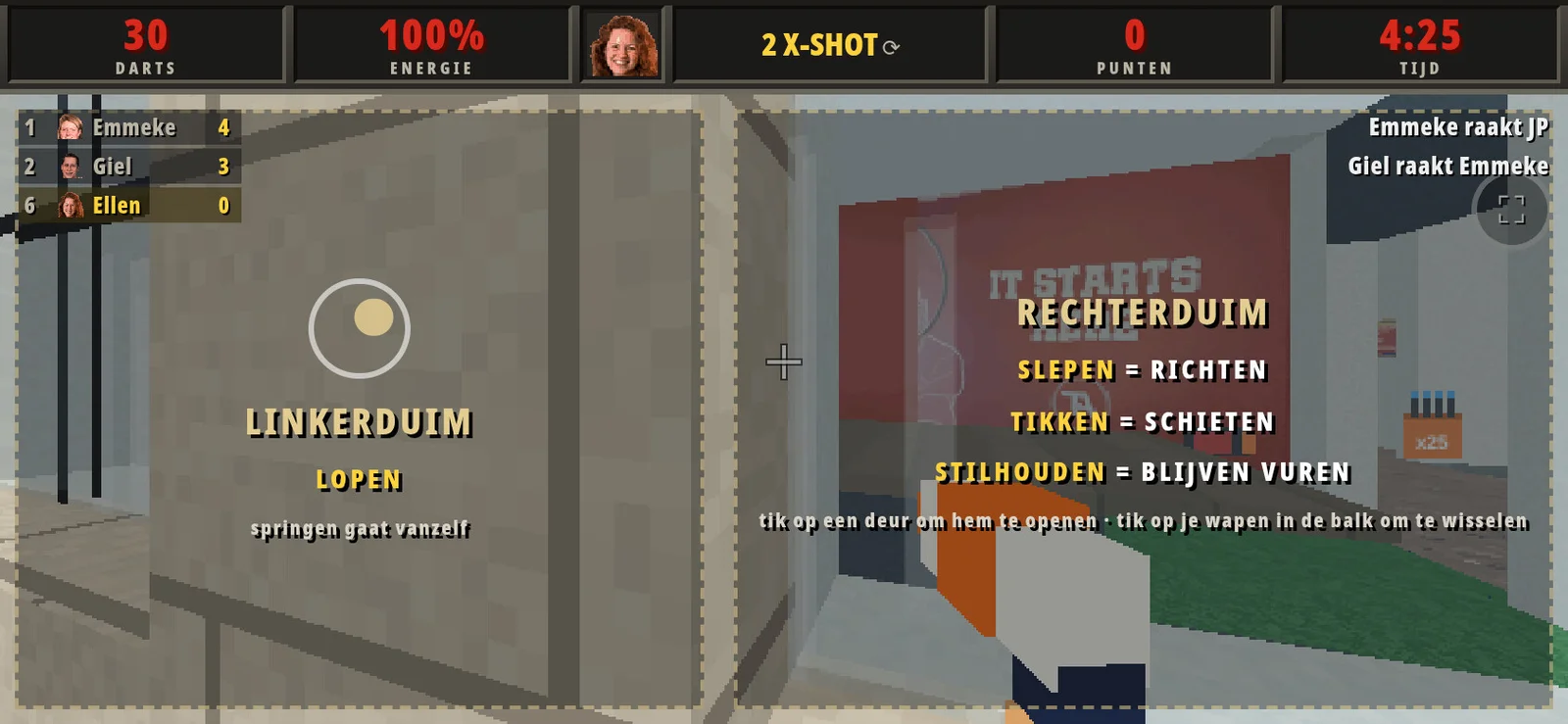On a phone: the first six seconds show where your thumbs go. No buttons, the right thumb aims, shoots and keeps firing