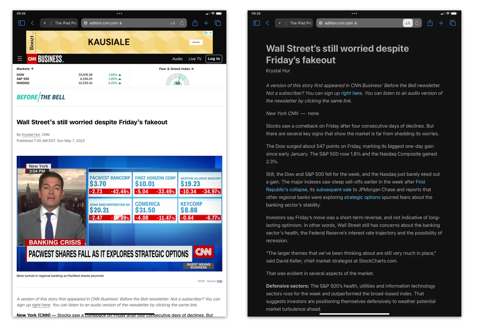 Reading in portrait using Safari's "reader mode" removes all distractions from (almost) any website