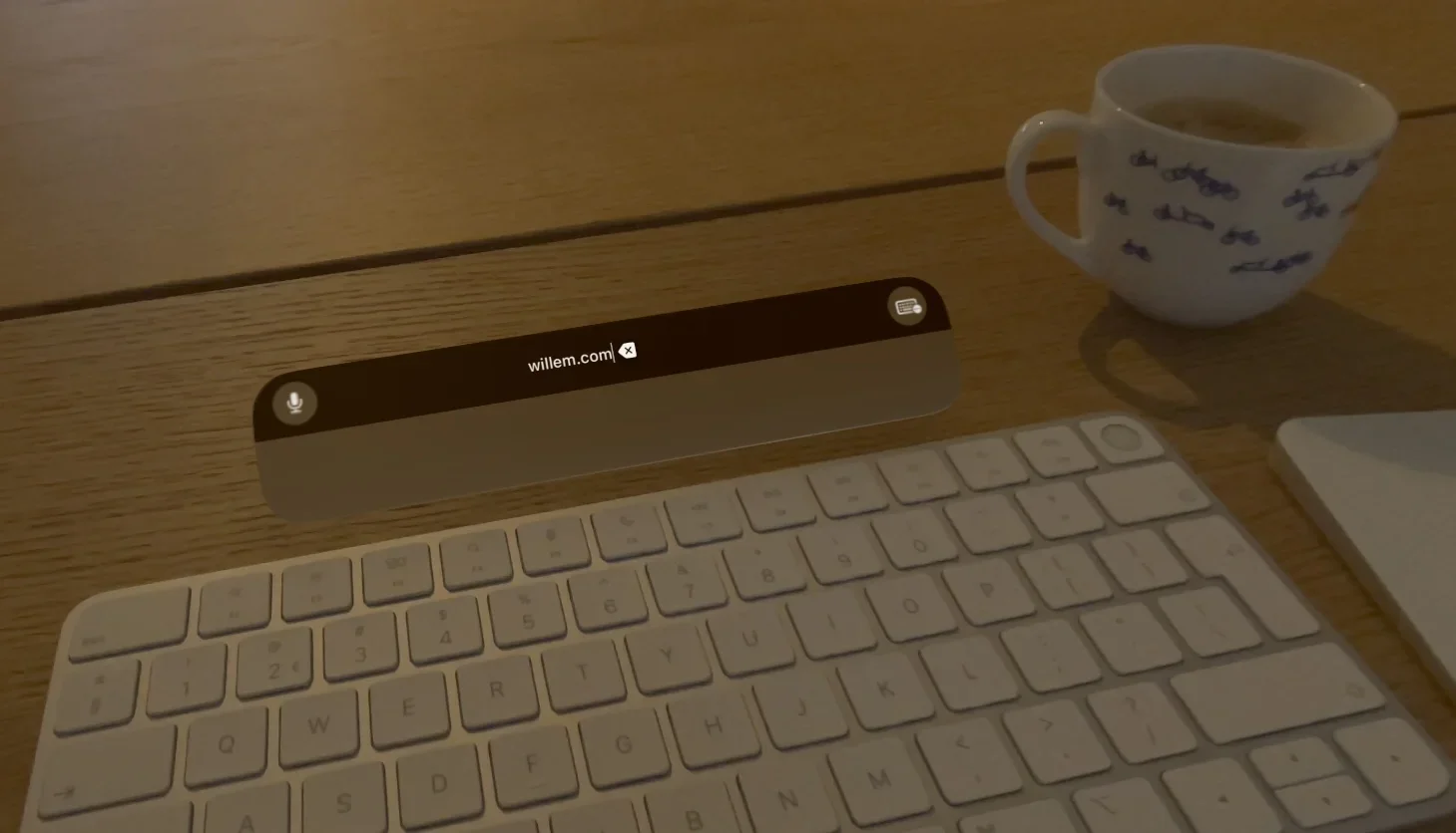 Bluetooth keyboard and trackpad connected to Vision Pro