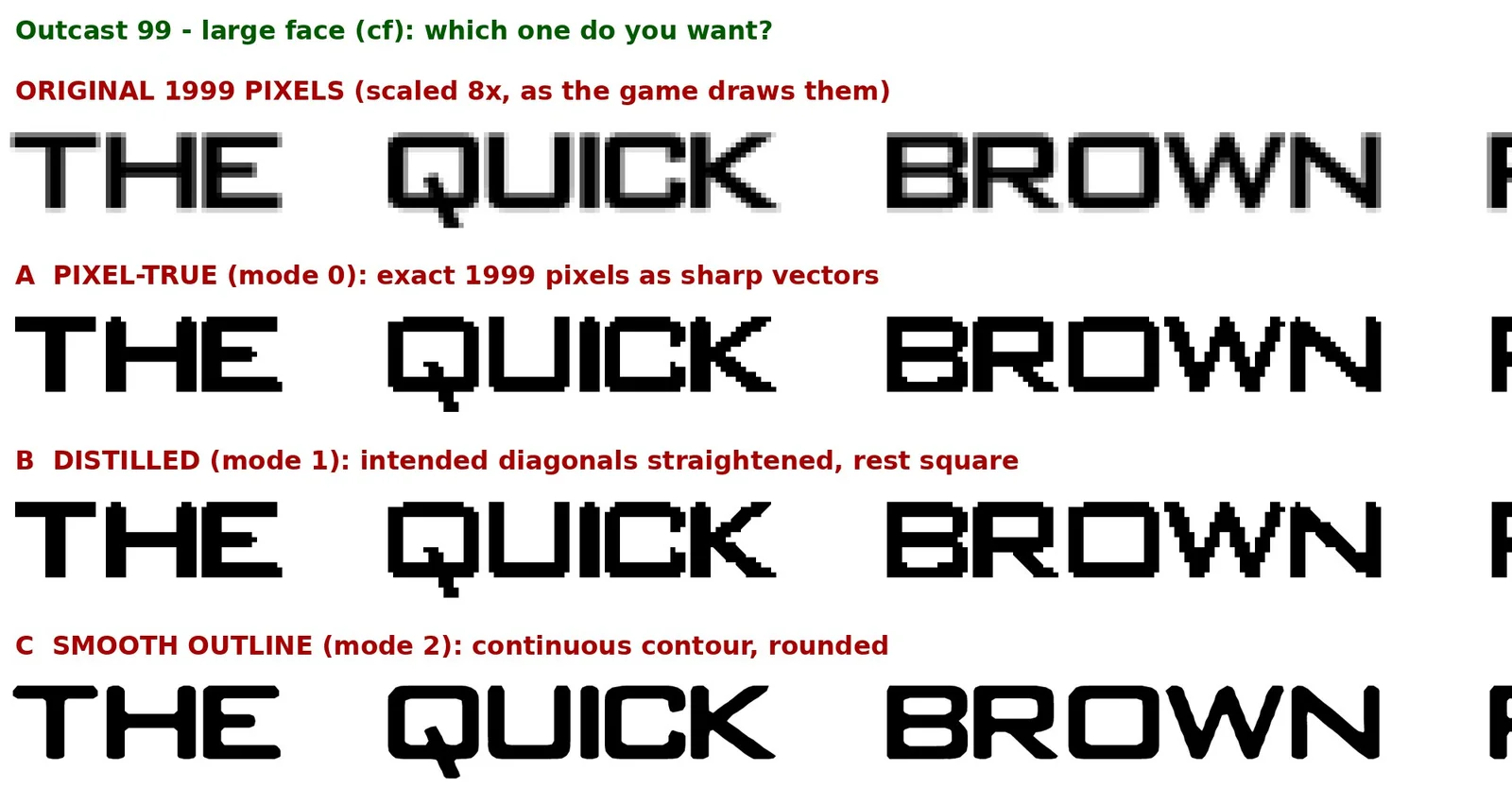 Vier manieren om het lettertype uit 1999 over te trekken: de vloeiende contour won