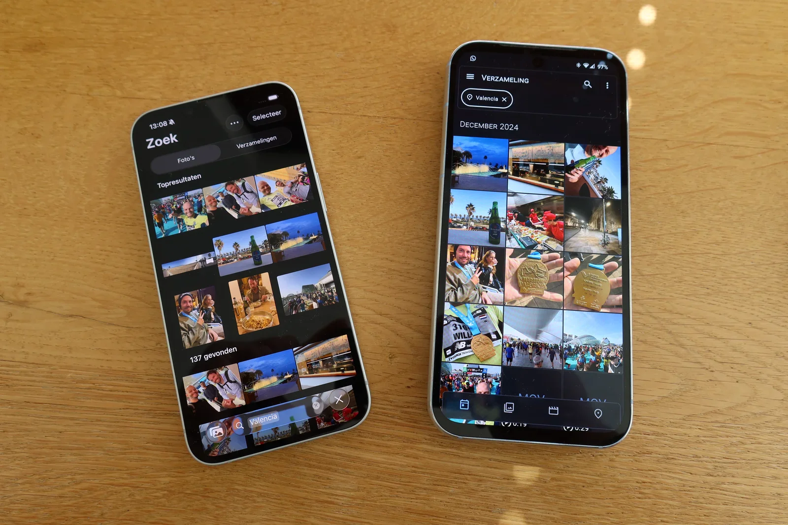 Net als bij Apple Foto's kun je op locatie zoeken - zoals teruggaan naar Valencia waar ik een marathon liep met mijn maat Niels