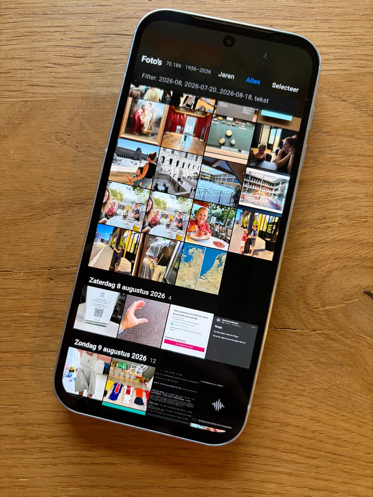 The photo library at home as the photo app on the phone, the phone itself keeps nothing