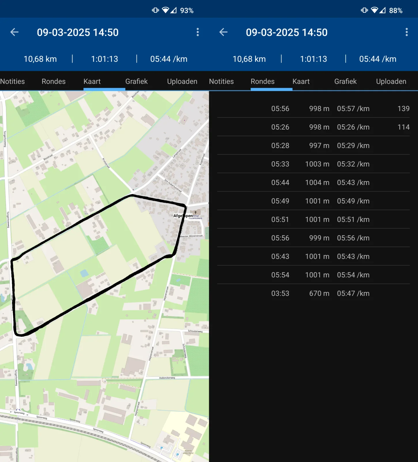 RunnerUP: recorded my 11K run, producing the a TCX file containing workout data