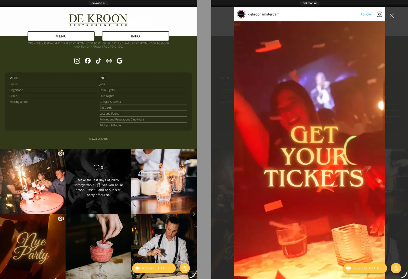 Herpublicatie van Instagram-posts om ticketverkoop te stimuleren zonder de eigen website te verlaten op dekroon.nl