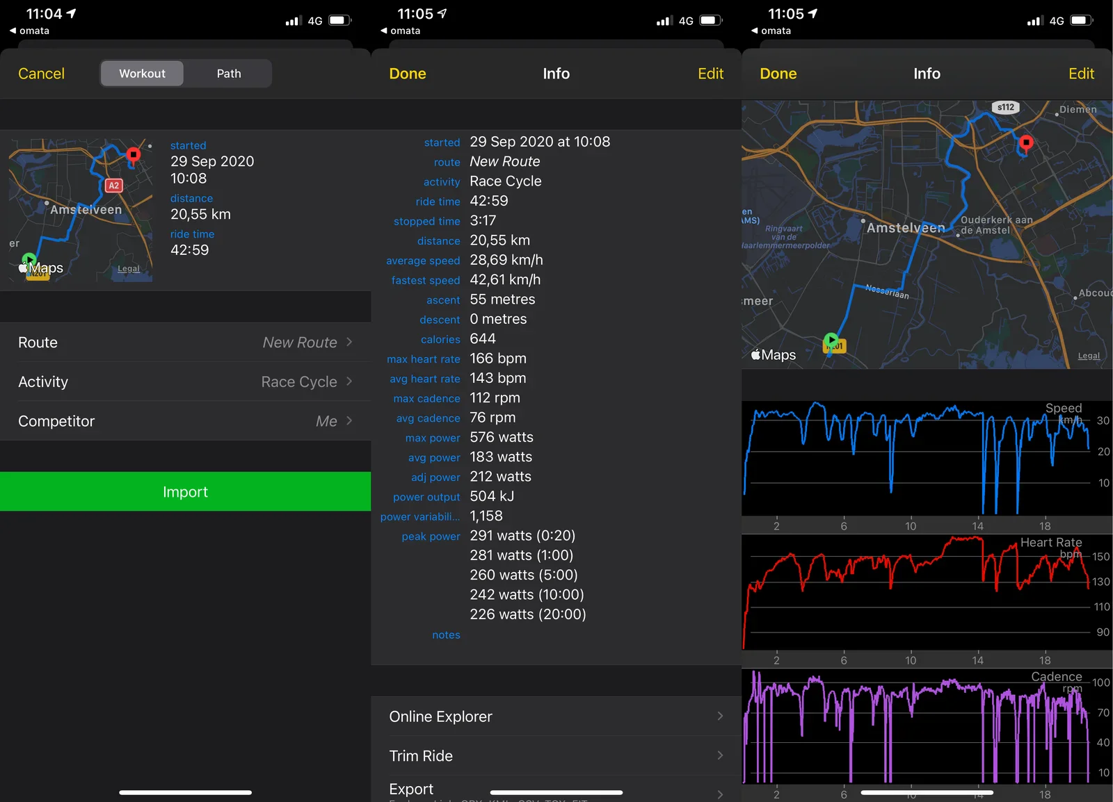 Importing ride data is easy - with apps like Cyclemeter