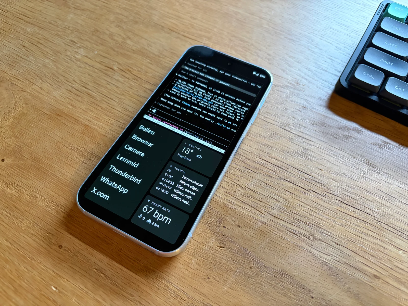 The phone next to the keyboard on the desk: a window into the one brain