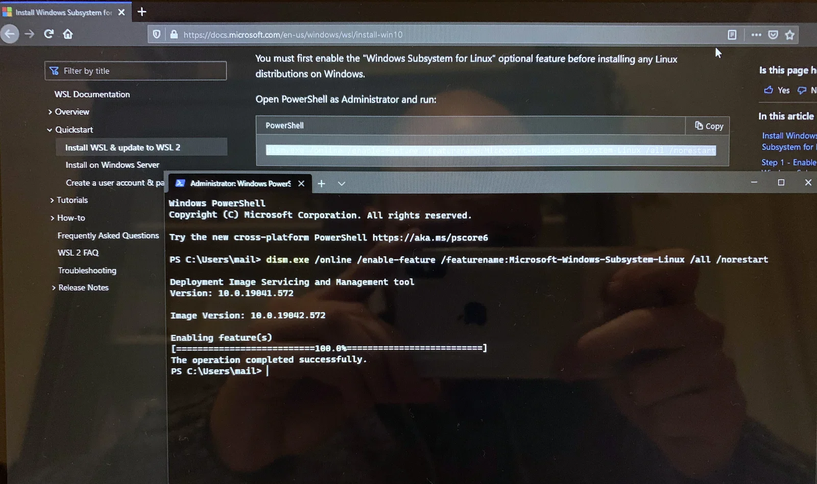 Enabling the Windows Subsystem for Linux (WSL)