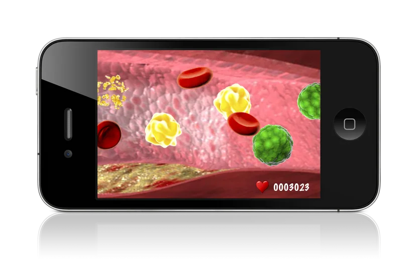 Game Concept artwork from 2013: HDL particles in the blood stream