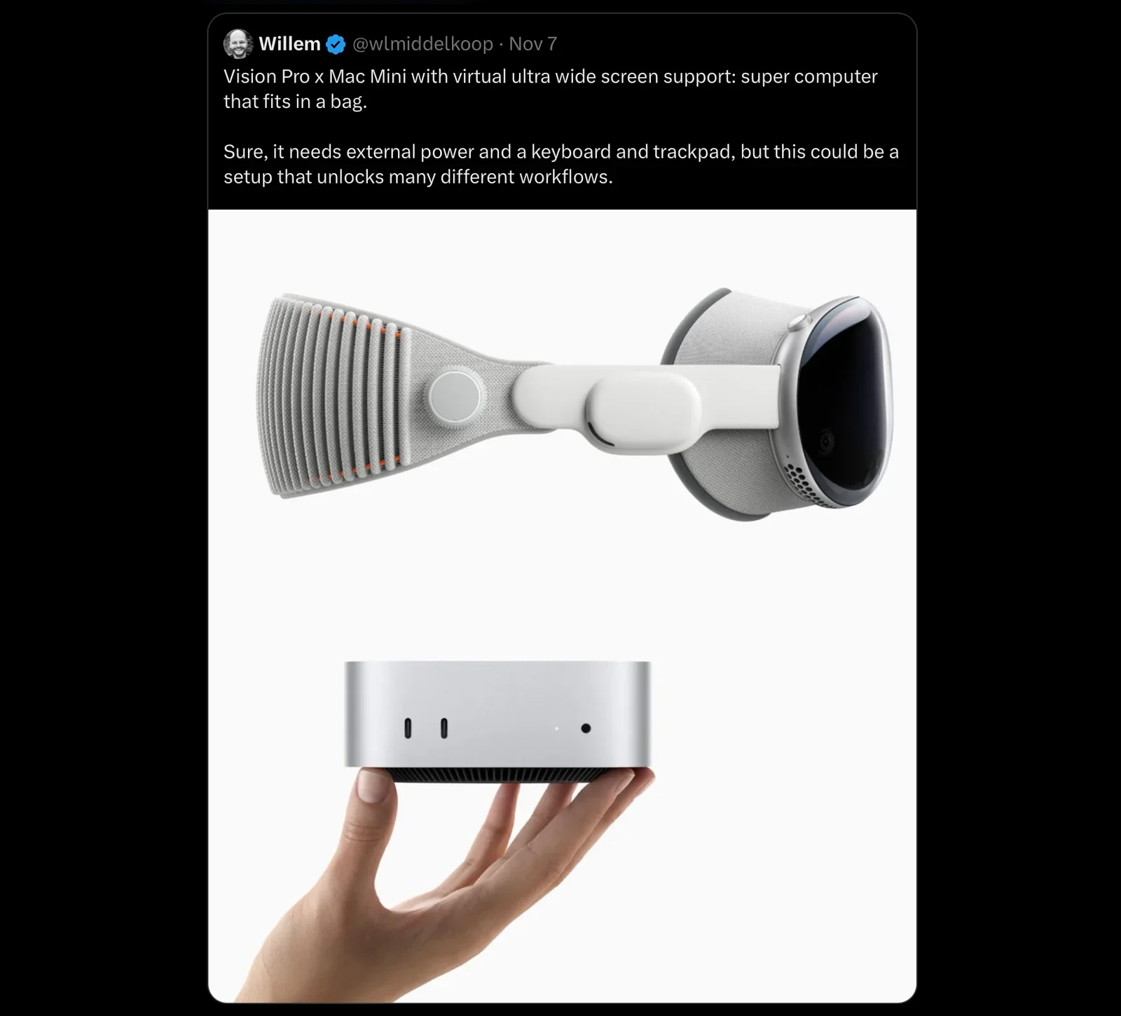 My Post on X: Mac Mini x Vision Pro