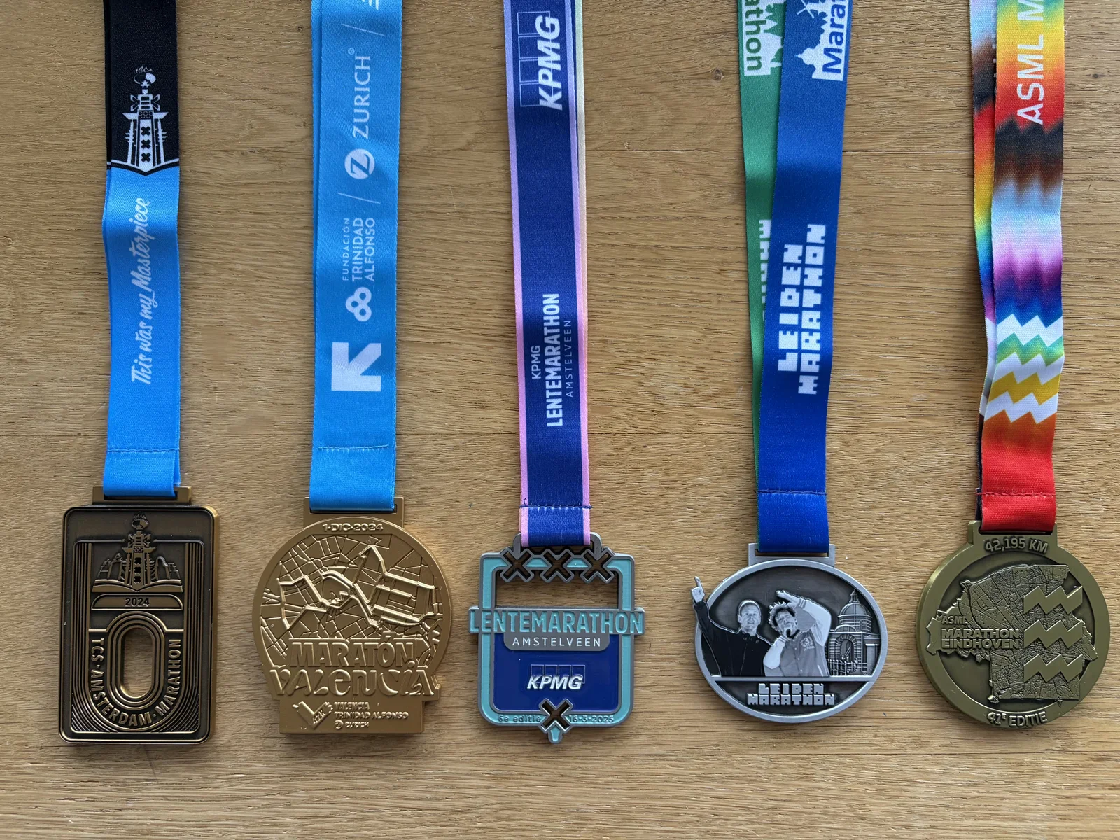 Five marathons in 12 months (Amsterdam '24, Valencia '24, Amstelveen '25, Leiden '25, Eindhoven '25)