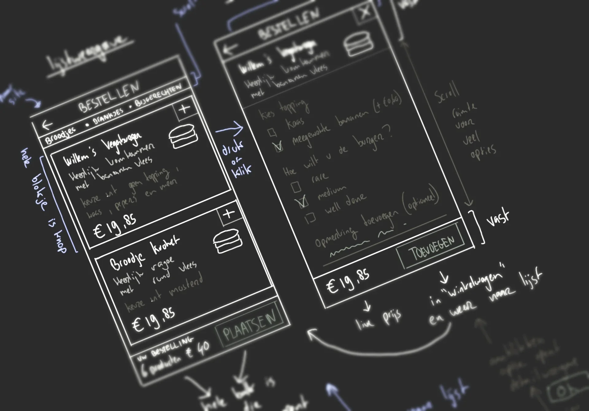 Designing an interface for a food ordering page
