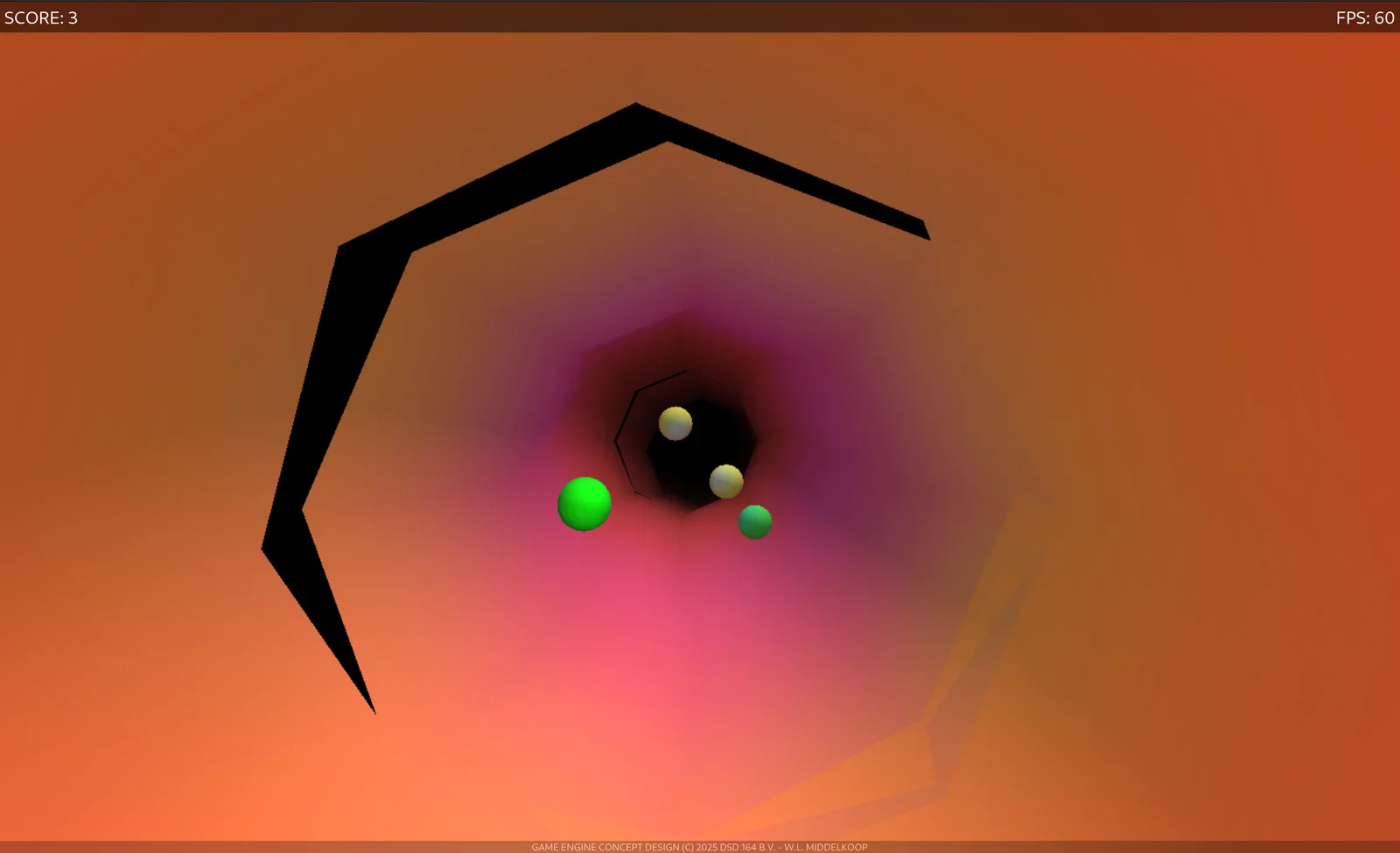 3D Game Engine in action, note the graphical glitches in the artery's wall