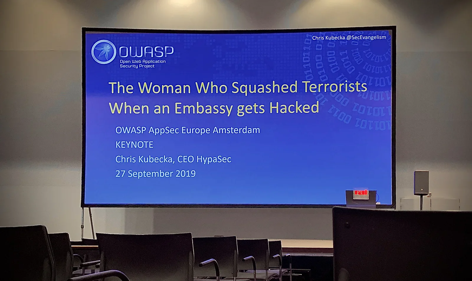 Keynote presentation by cyberwarfare specialist, Chris Kubecka