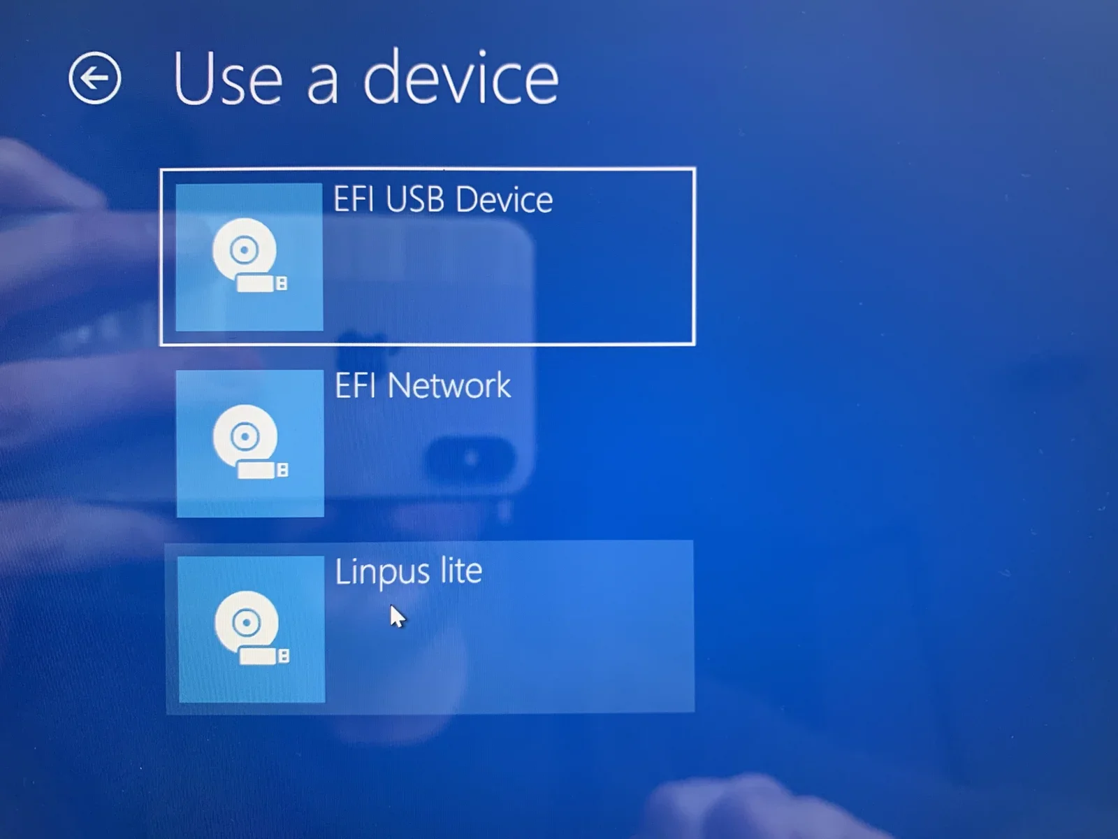 Choose "Linpus Lite" to boot the installer