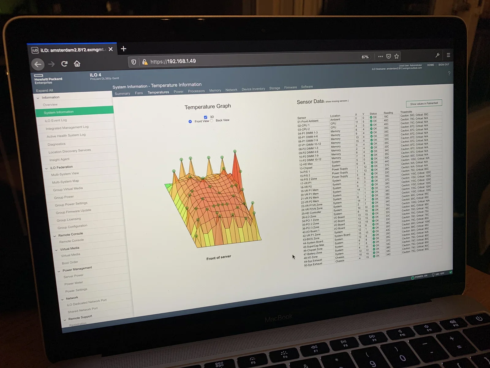 iLO: "sea of sensors" enabling an extensive remote insight in the server