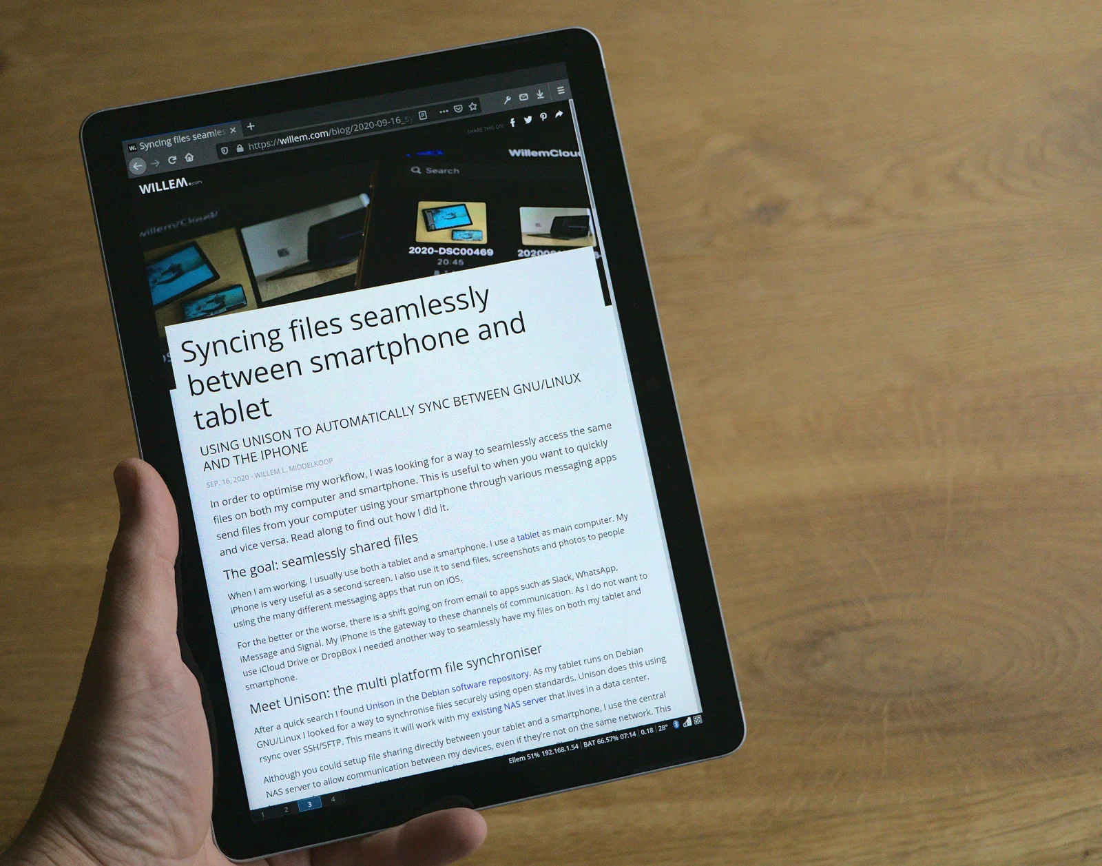 Writing and reading blog posts using my own tablet OS