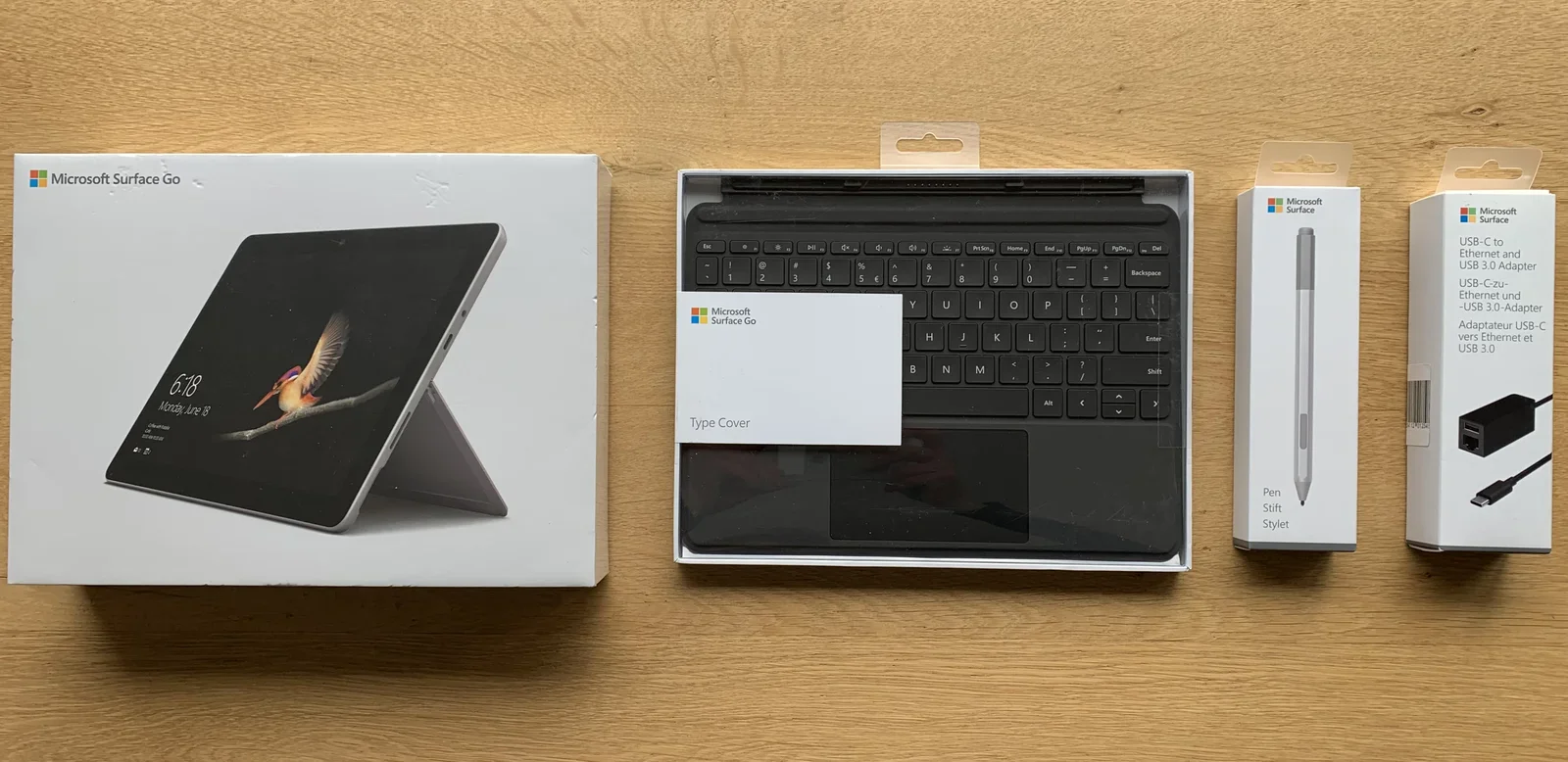 Microsoft Surface Go - an ultra portable 10" touch screen tablet computer (with type cover, pen and USB-C to ethernet and USB 3.0 adapter)