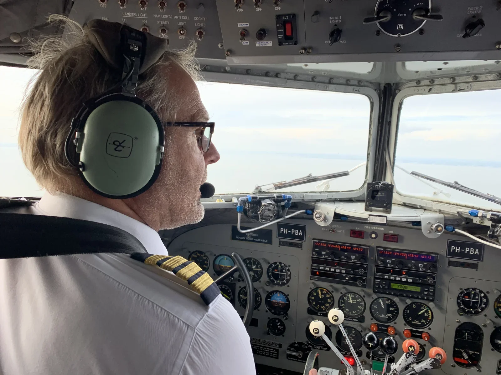 KLM Captain flying the C47-A PH-PBA over the Markermeer