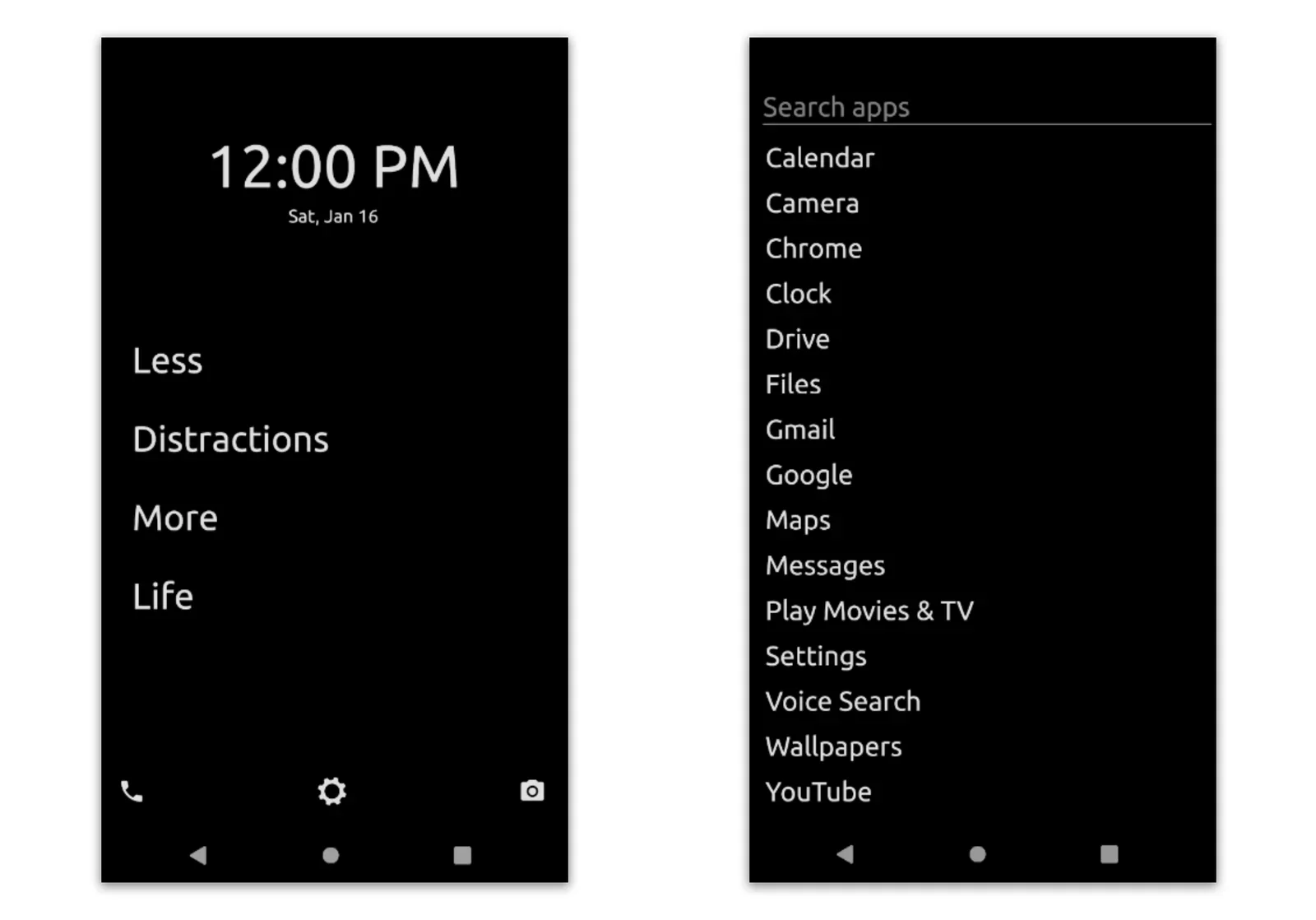 My Volla phone runs an alternative, minimalistic launcher, aptly called the "unlauncher"
