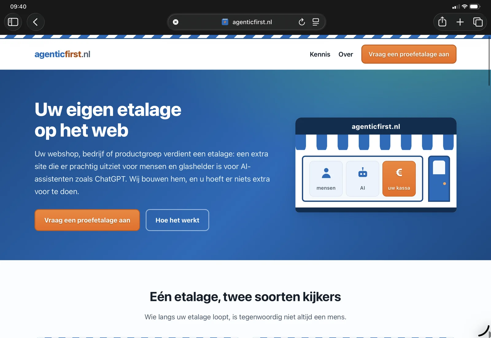agenticfirst.nl, the 80% version: the feedback came on the words, not the pages