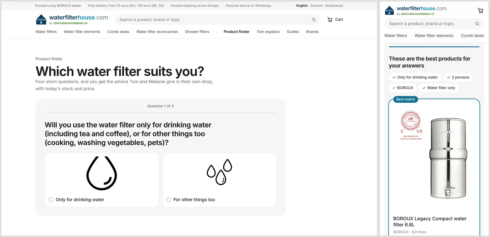 The product finder: four short questions, Tom and Melanie's own advice