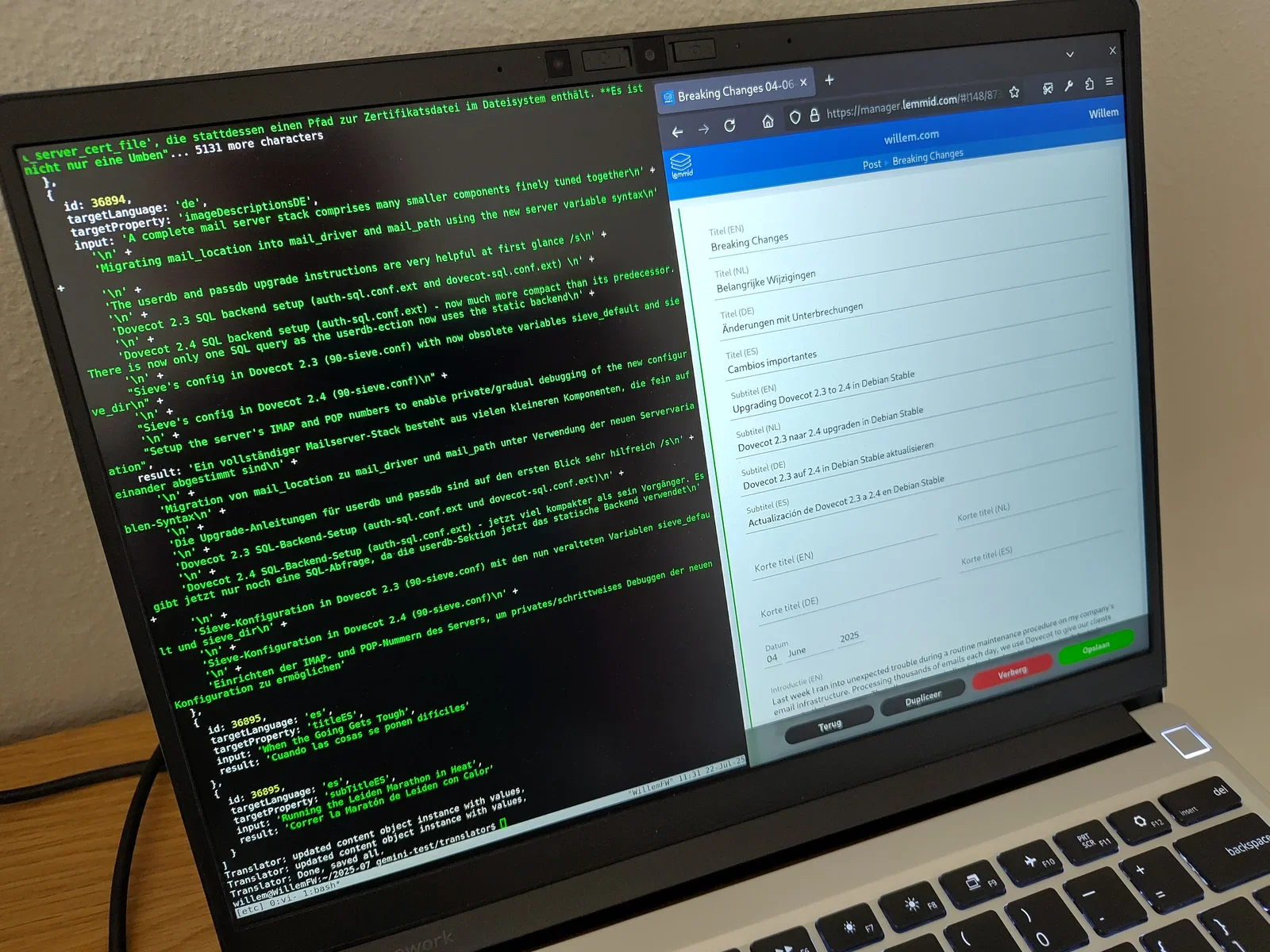 By providing structured, context-rich content to the AI (left), my CMS (right) can generate high-quality, structured translations, preparing the content for both humans and machines.