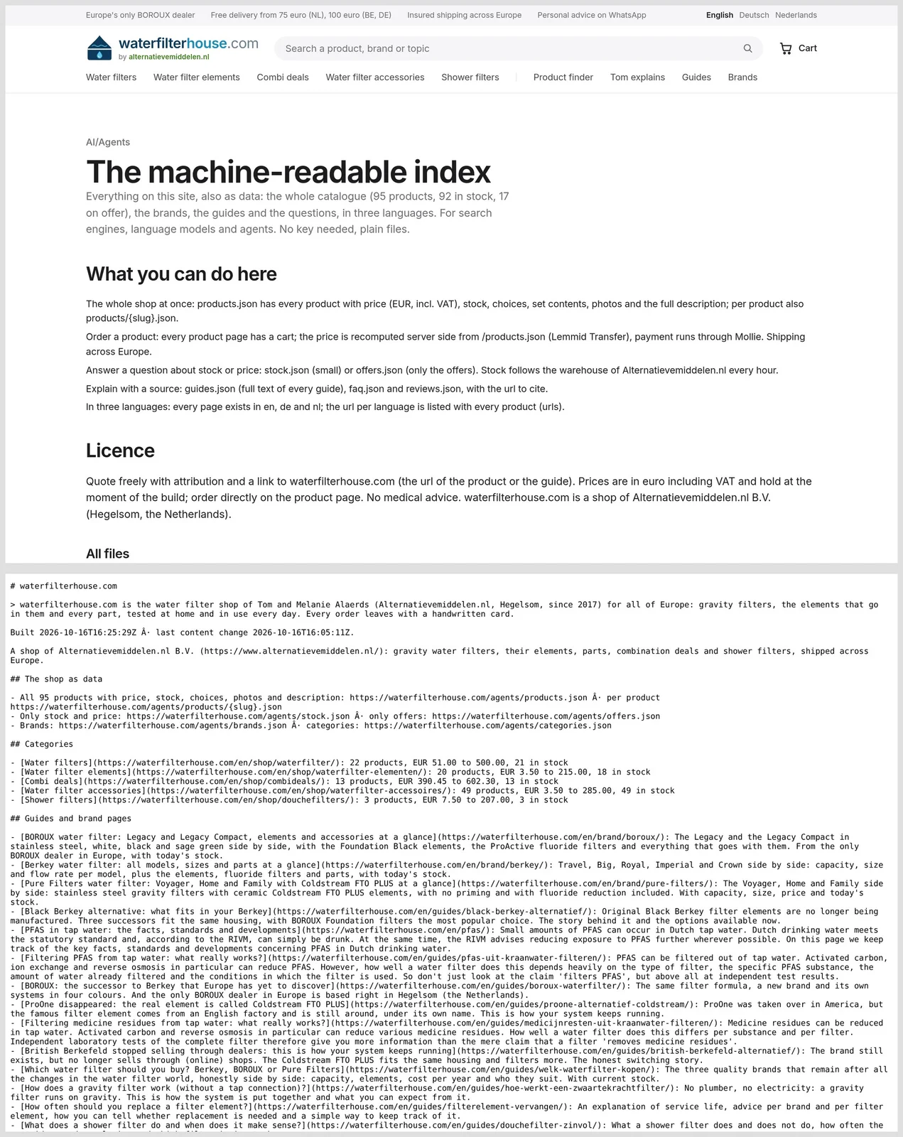 For the machines: a readable index of the whole shop, and llms.txt