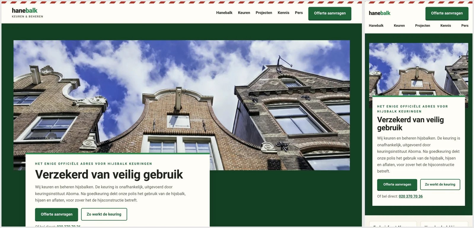hanebalk.nl: verzekerd van veilig gebruik, op de laptop en de telefoon