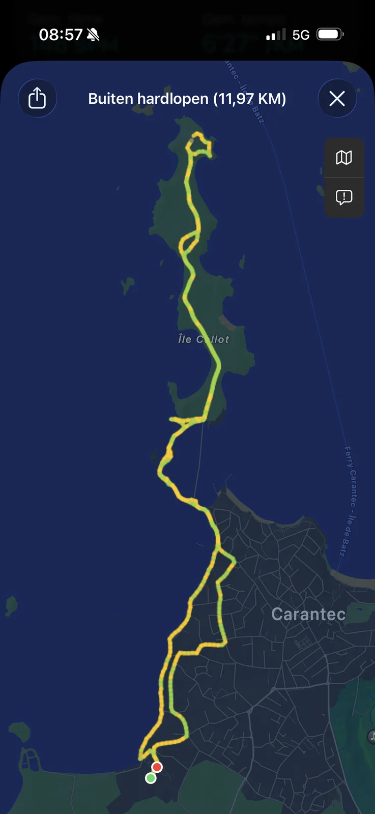 The route around Carantec, 11.97 km, recorded without me touching a thing