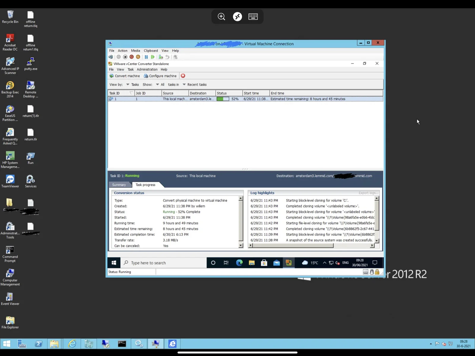Migrating a Microsoft Hyper-V VPS to VMware ESXi using VMware vCentre Converter