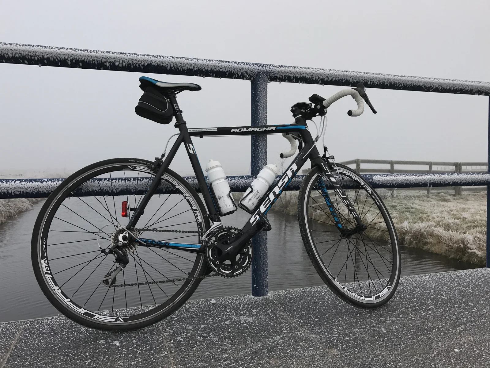 It was really cold during this ride in December. My drink bottles, gloves and shoes where frozen!
