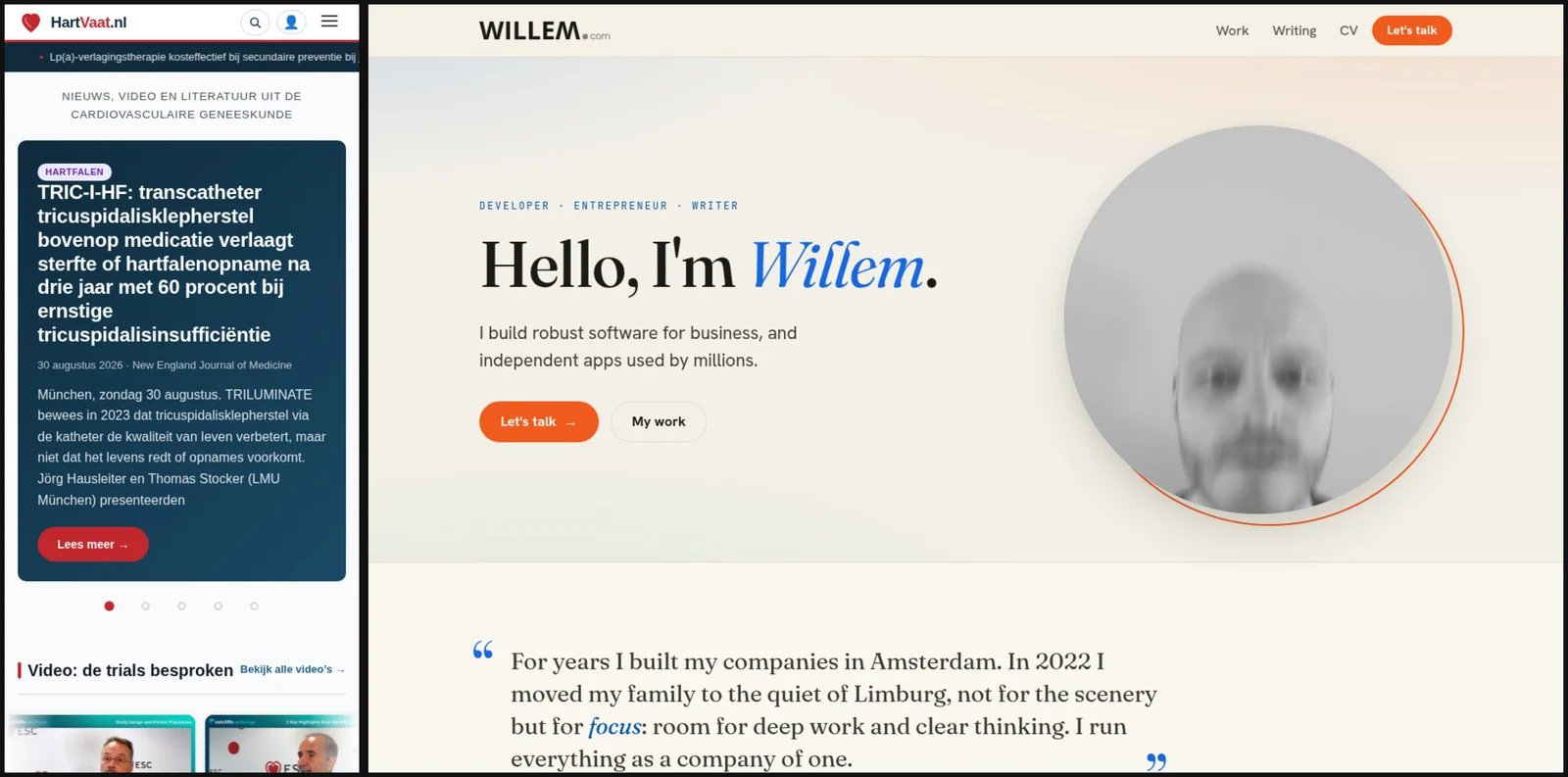 Update, September 2026: the manager-less news site and willem.com itself, both on MP1, the publisher this evening led to