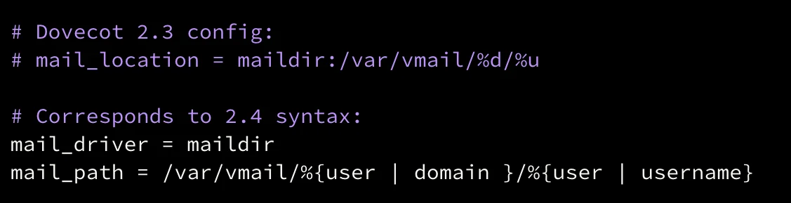 Migrating mail_location into mail_driver and mail_path using the new server variable syntax