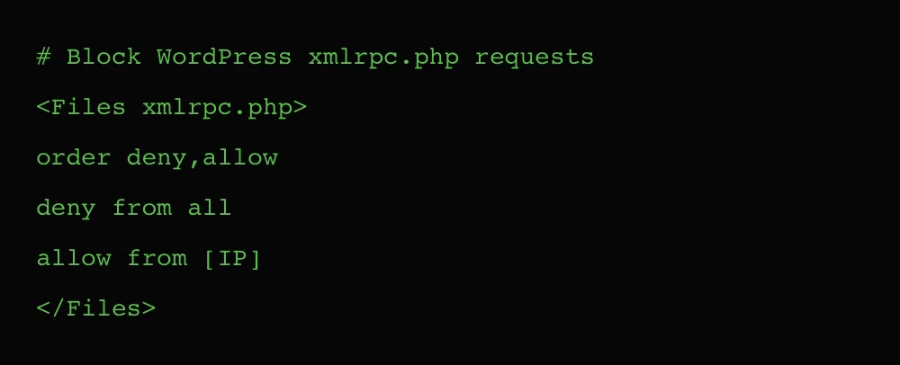 Limit access by IP basis to XML-RPC using a .htaccess file