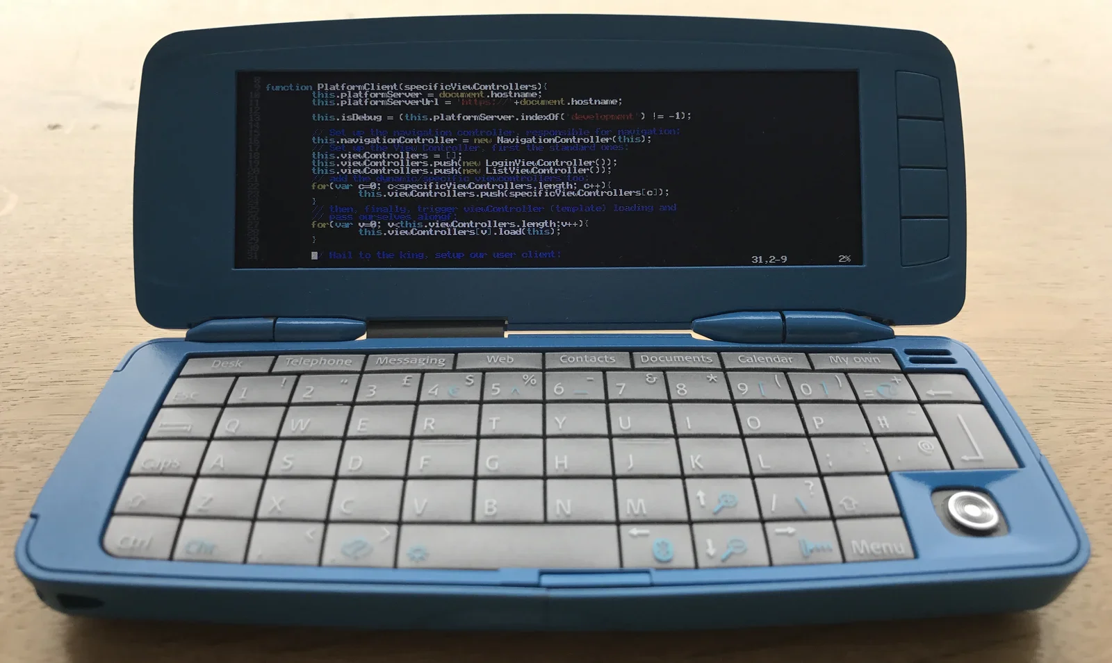 Nokia 9300i, officially not a communicator but nonetheless a device with advanced mobile communication options for its day (2007). Running Putty on Symbian Series 80.