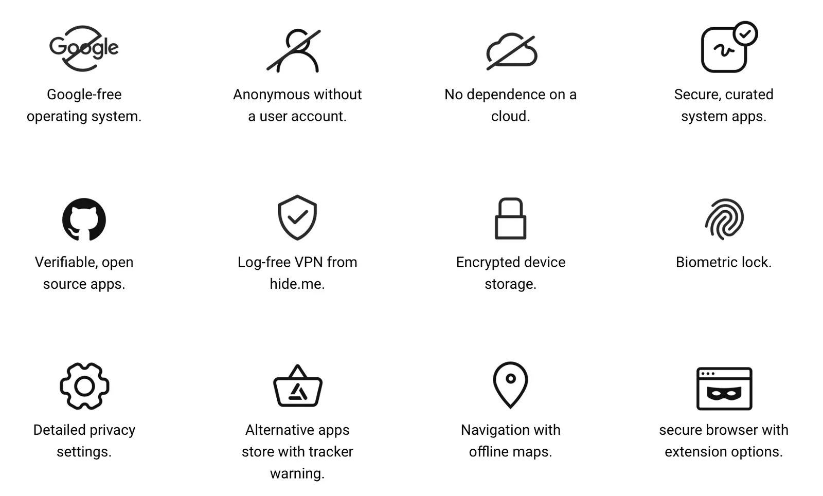 Volla's features oriented towards privacy and freedom