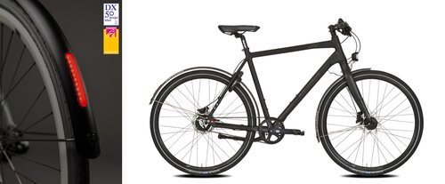ILU geïntegreerd licht op de Sensa Cintura Belt Drive fiets - het wordt niet geblokkeerd door bagage achterop, kinderzitjes of een lange jas