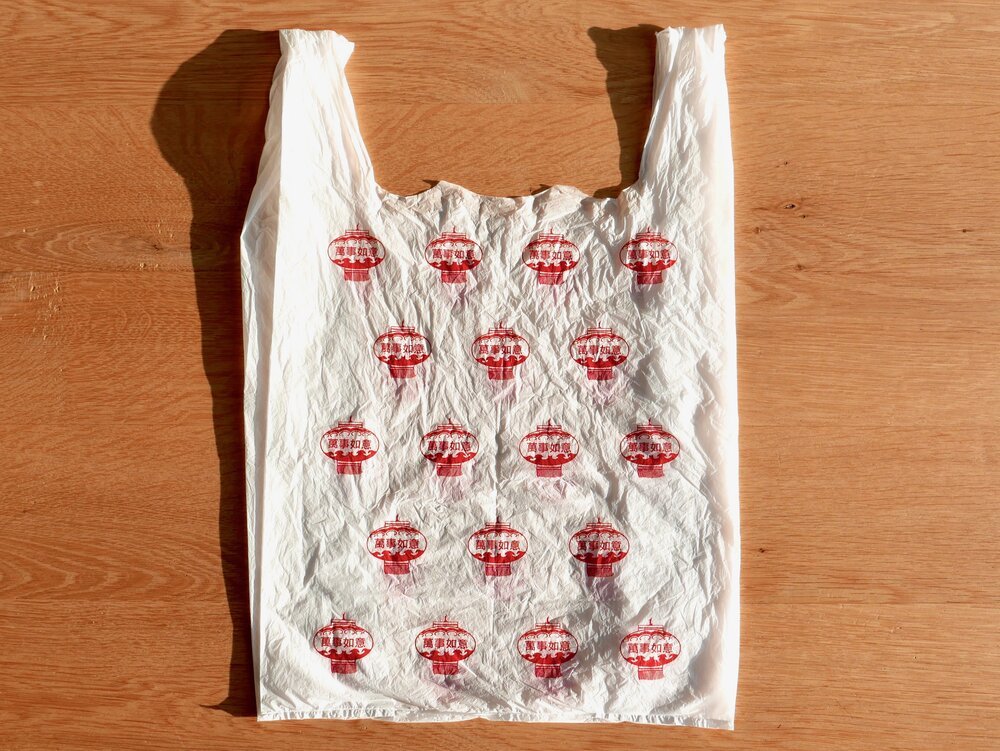 Plastic tas van de Aziatische afhaalrestaurant