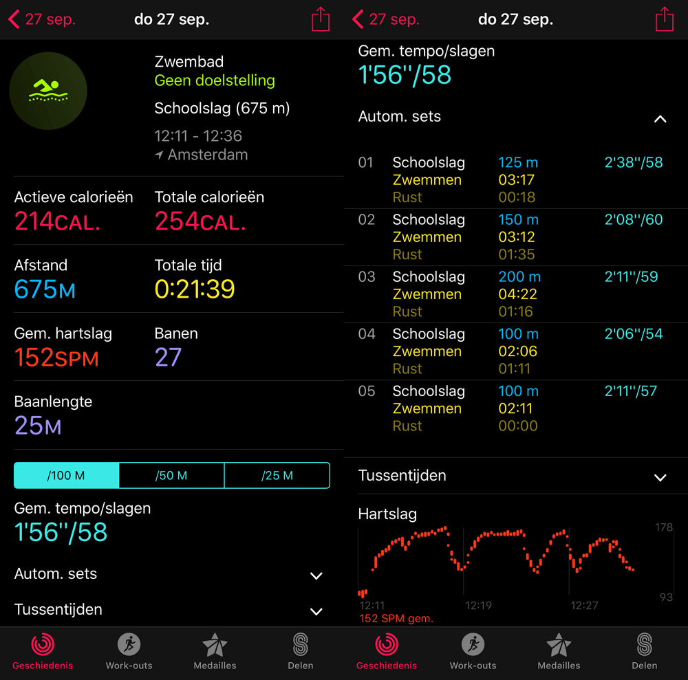 Zwemmen met Apple Watch met de Workout-app