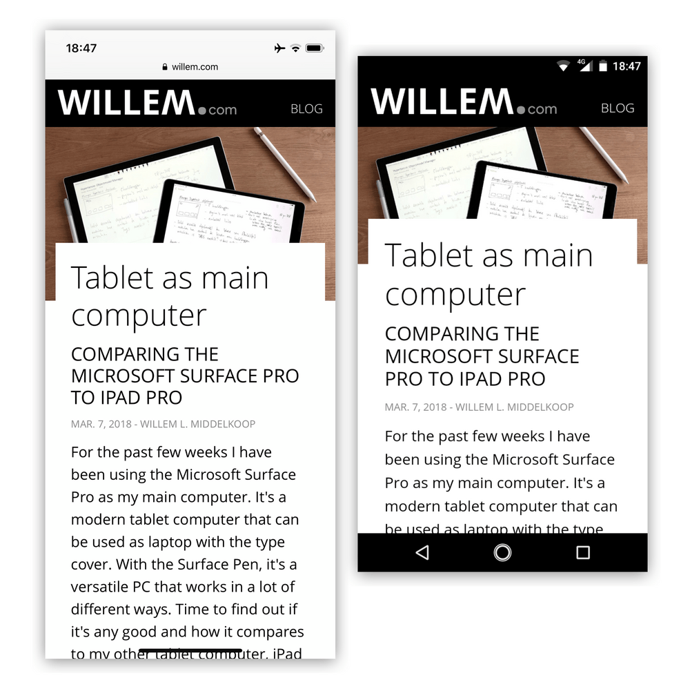 Het openen van dezelfde pagina op iPhone en Android
